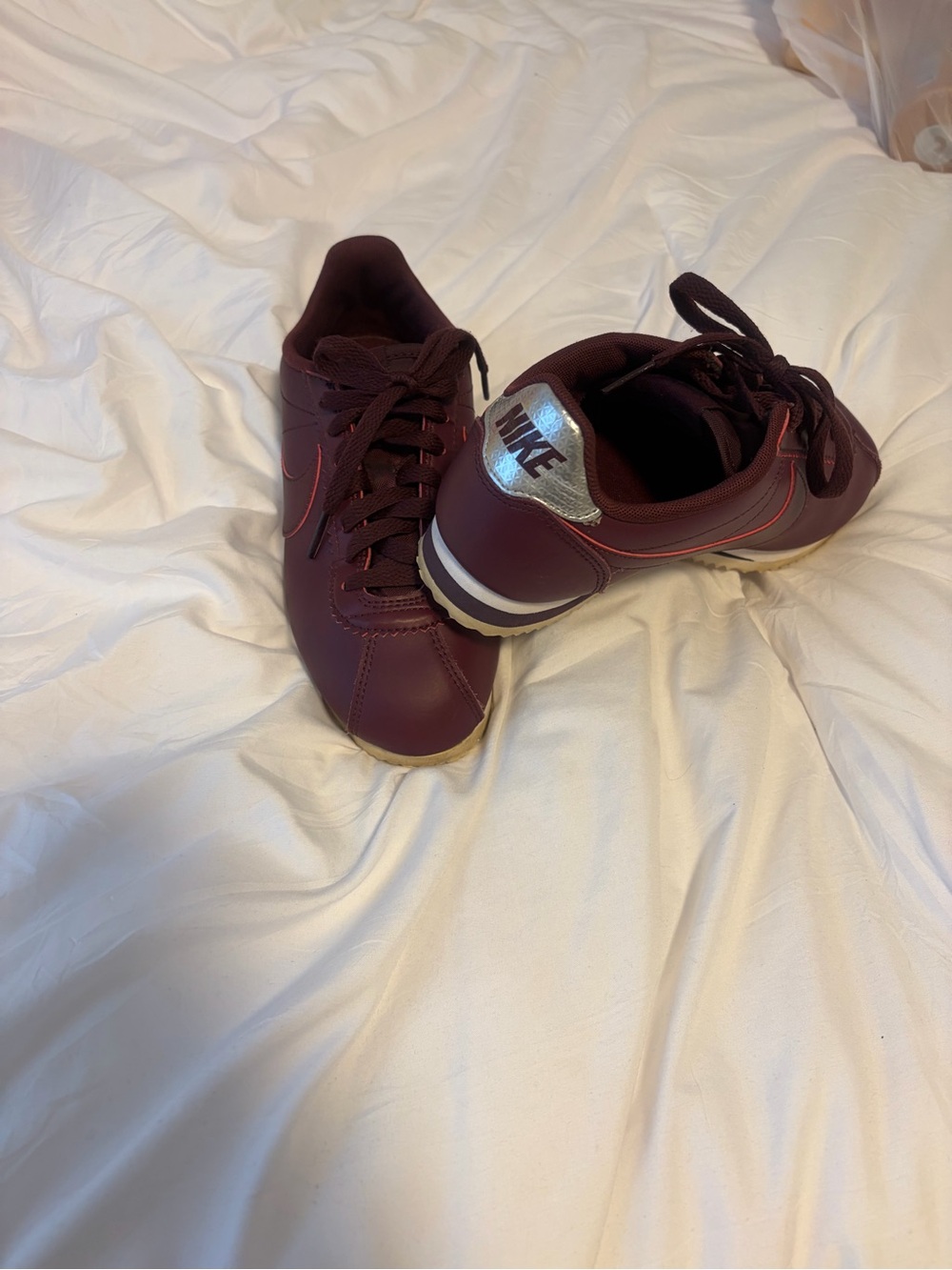 Nike Burgundy and Silver Low-Top Sneakers